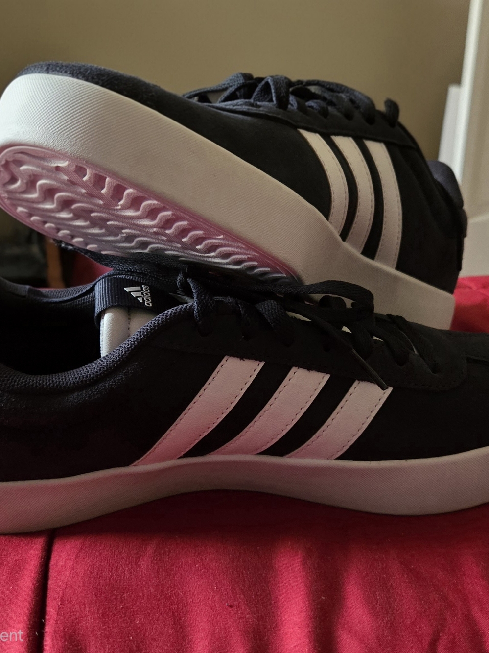 adidas Womens Black Sneakers with White Three-Stripes